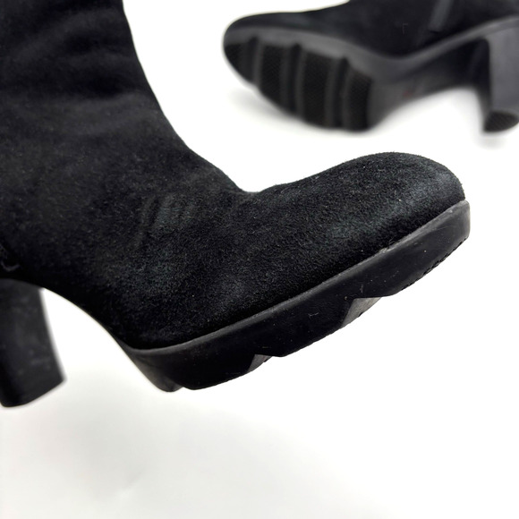 BLONDO 'Loann' Black Suede Leather AquaProtect Block Heel Zip Up Ankle Boots 8M - Picture 15 of 16